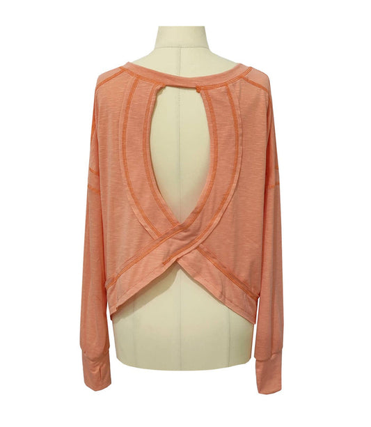 Cut-Out Backless Long Sleeve Sports Sweatshirt