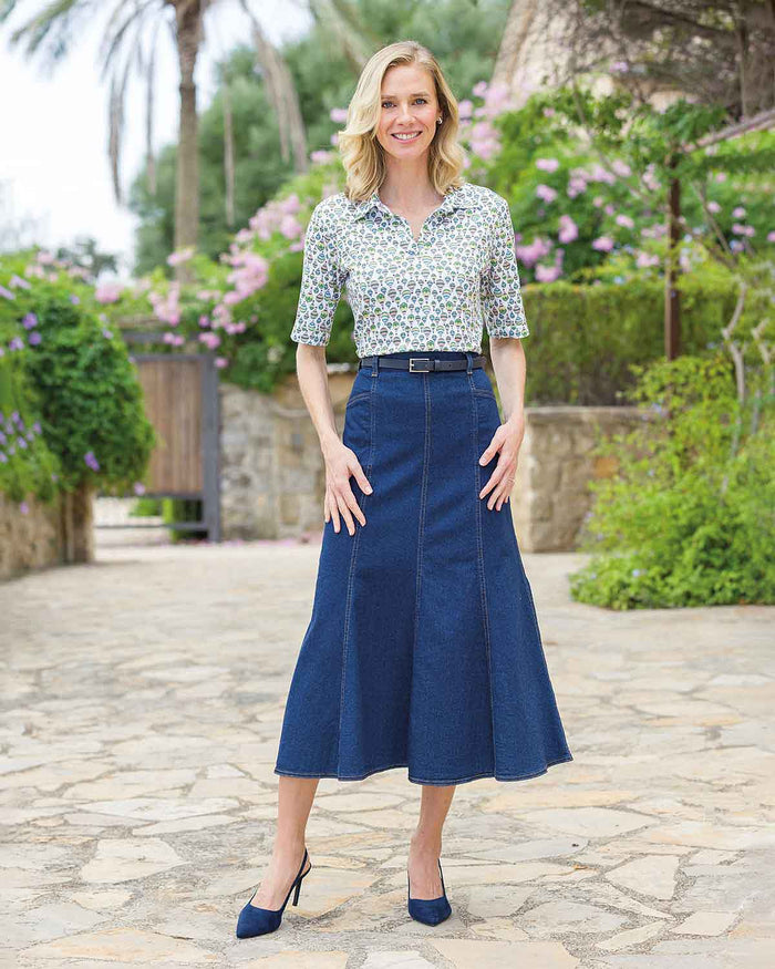 Dani Patterned Short Sleeved Cotton Polo Top - Image 2 - Country Collection