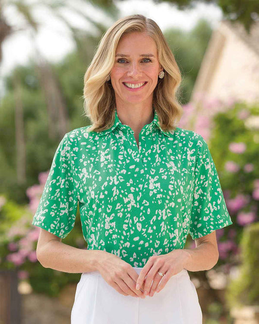 Delilah Floral Short Sleeved Polo Top - Country Collection