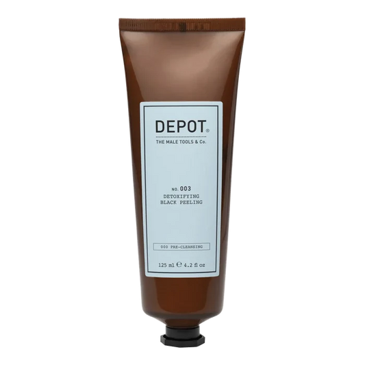Depot No. 003 Detoxifying Black Peeling sjampo i svart tube med hvit etikett, 125 ml