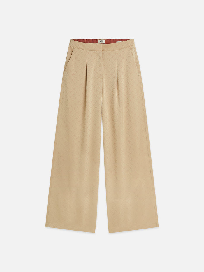 Eleni High-rise Wide-leg Jaquard Pant Doeskin
