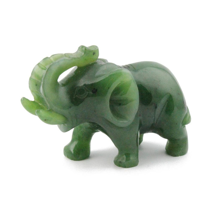 Green jade elephant on white background