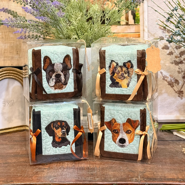 Embroidered Dog Tissue Box Cover
