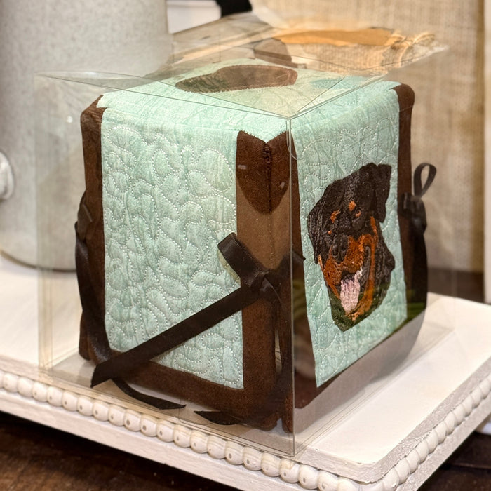 Embroidered Dog Tissue Box Cover