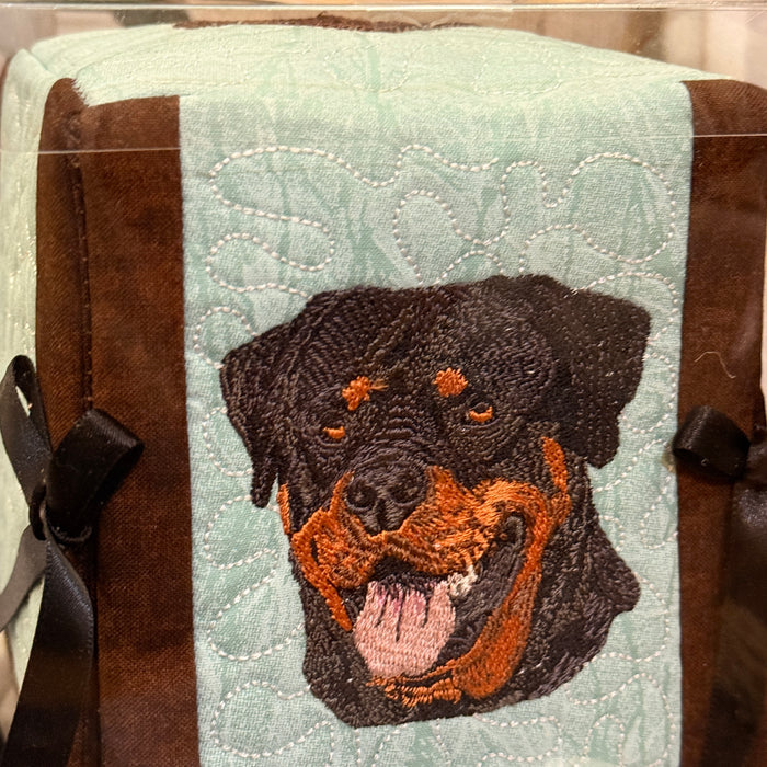 Embroidered Dog Tissue Box Cover