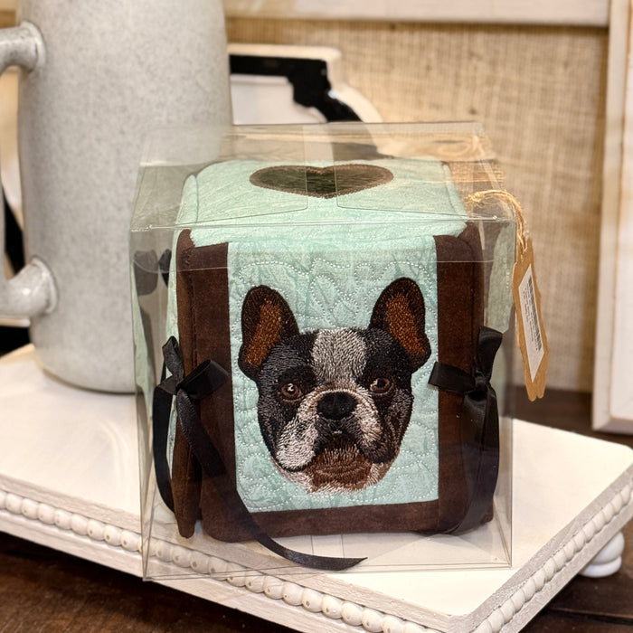 Embroidered Dog Tissue Box Cover