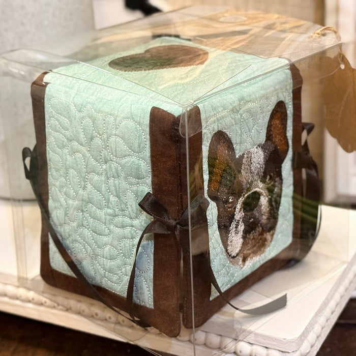 Embroidered Dog Tissue Box Cover