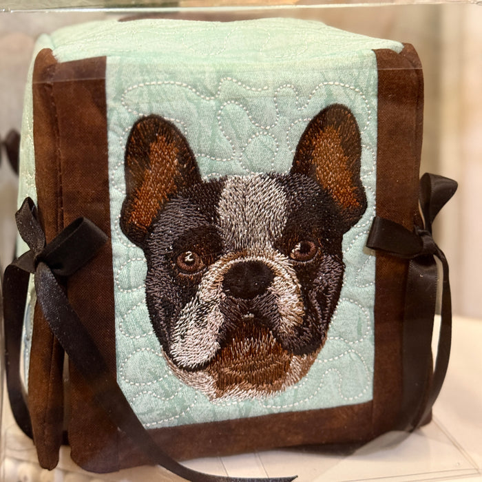 Embroidered Dog Tissue Box Cover
