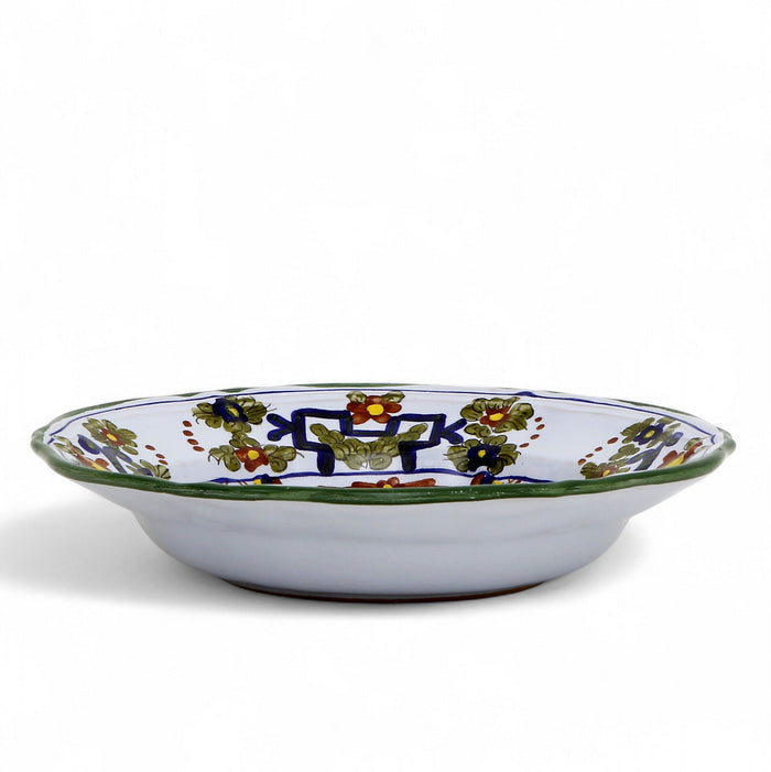 FAENZA-CARNATION: Pasta/Soup Scalloped Rimmed Bowl Plate WHITE CENTER