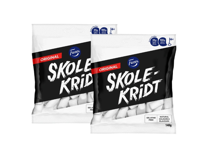 Fazer Skolkritor 2 × 140g (2 × 4.94 oz) – Authentic Swedish Liquorice Candy with Peppermint Filling