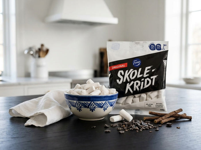 Fazer Skolkritor 2 × 140g (2 × 4.94 oz) – Authentic Swedish Liquorice Candy with Peppermint Filling