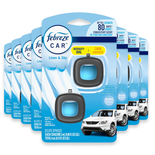 Febreze Car Vent Clips Linen & Sky, 2ct - 8 Pack