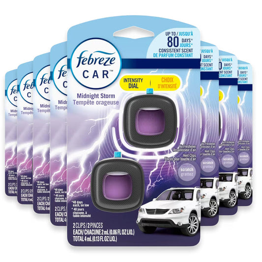 Febreze Car Vent Clips Midnight Storm, 2ct - 8 Pack