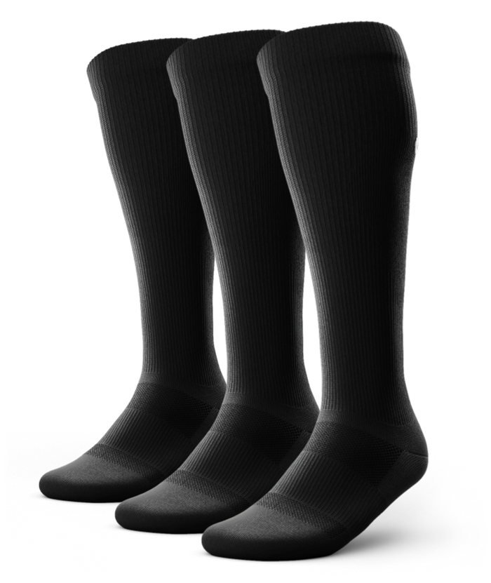 Flagship Black Athletic Knee High Compression Socks 3-Pack