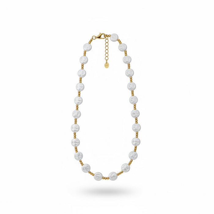 Flat Pearl Beaded Necklace