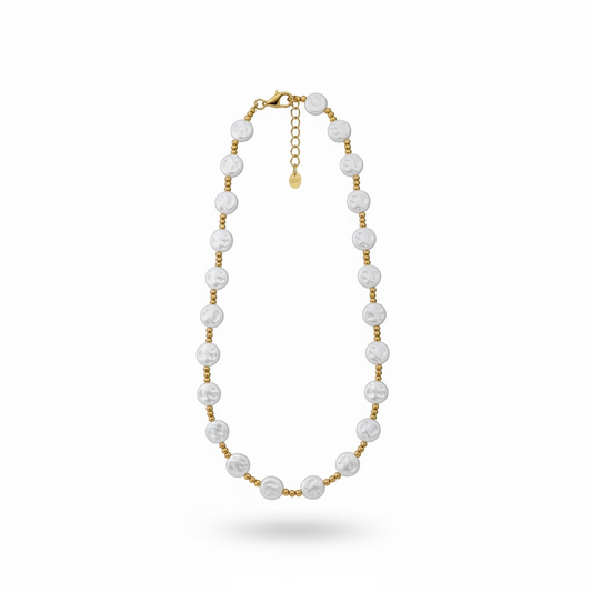 Flat Pearl Beaded Necklace