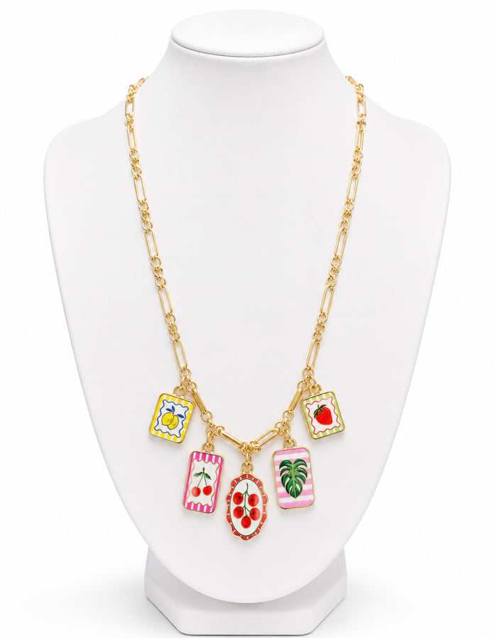 Fruit Stand Fancy Tile Charm Necklace