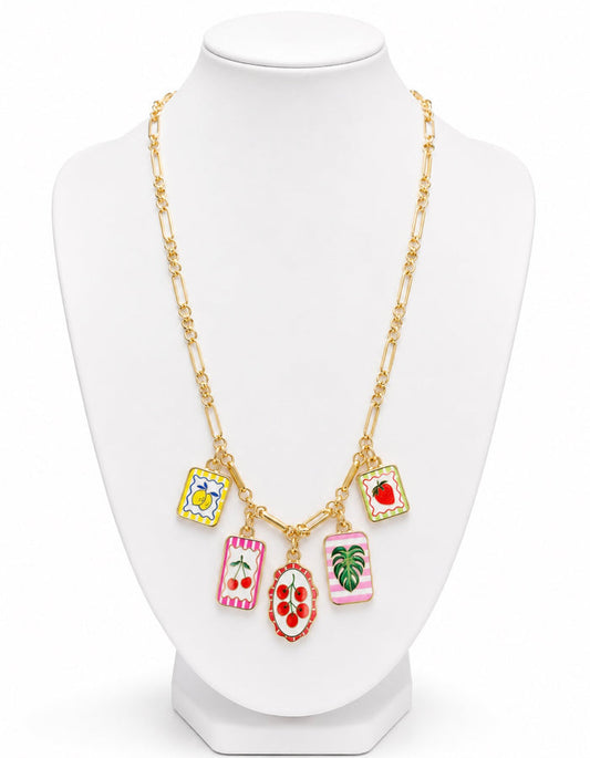Fruit Stand Fancy Tile Charm Necklace