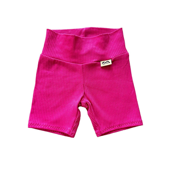 Fuchsia Ribbed Biker Shorts