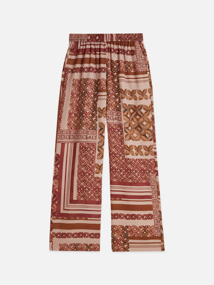 Gia Mid-rise Wide-leg Printed Pants Tiles Foulard Rosedust