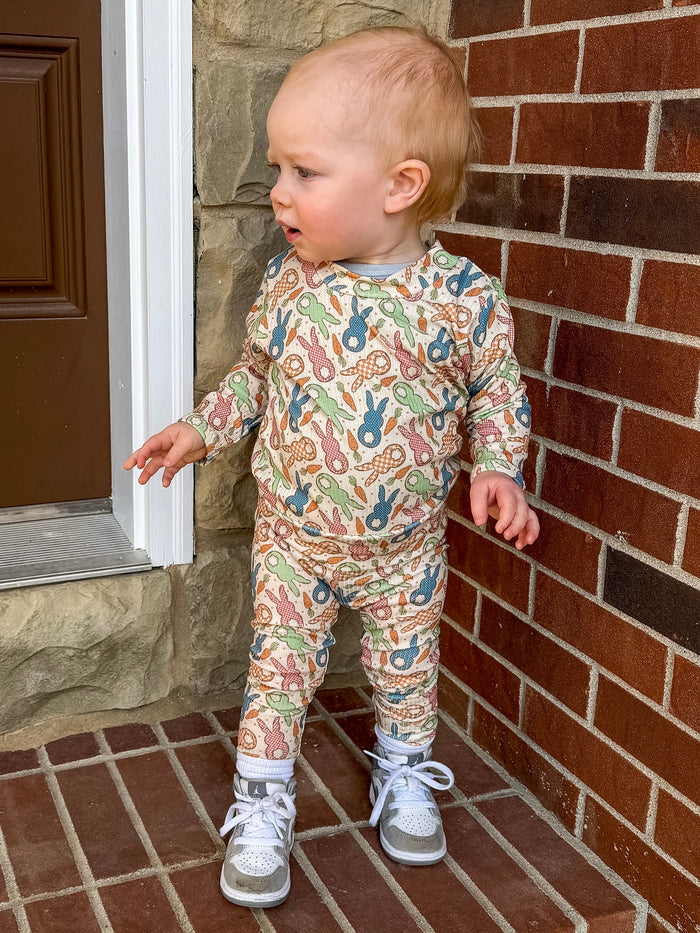 Gingham Easter Bunnies Ribbed Lounge Set