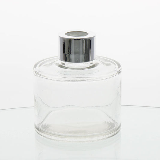 Glass Diffuser Bottle - 125ml - Round with  silver Screw Cap