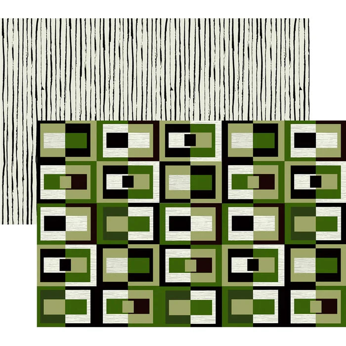 Green Square in Rectangle Double Sided Paper Placemats