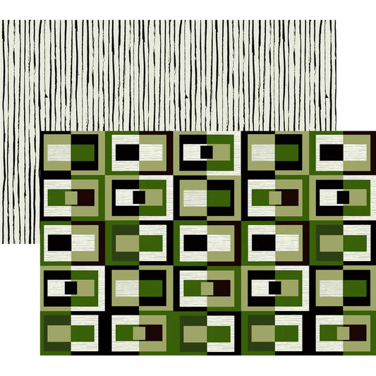 Green Square in Rectangle Double Sided Paper Placemats