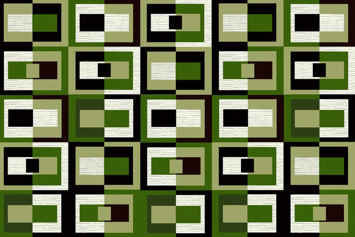 Green Square in Rectangle Double Sided Paper Placemats