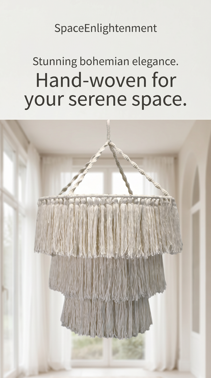 Handmade Macrame Soft Chandelier Natural White