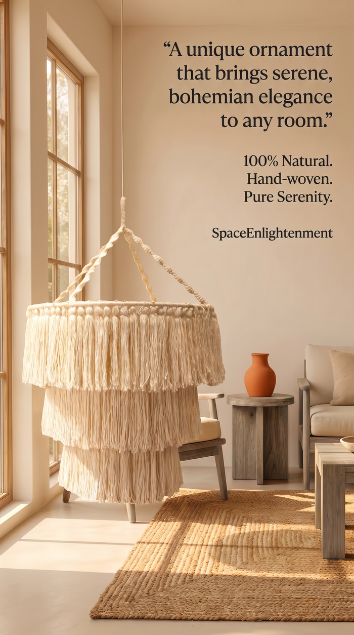 Handmade Macrame Soft Chandelier Natural White