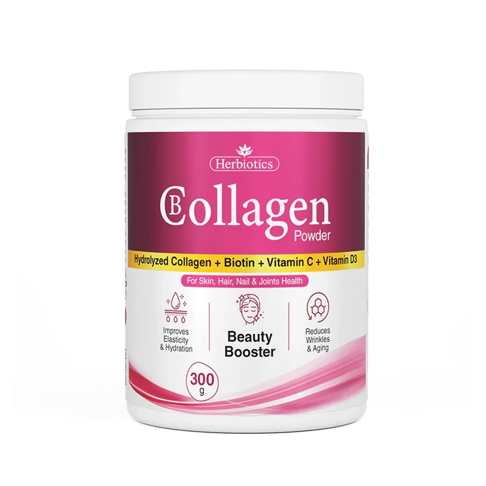 Herbiotics Collagen Powder container on a white background