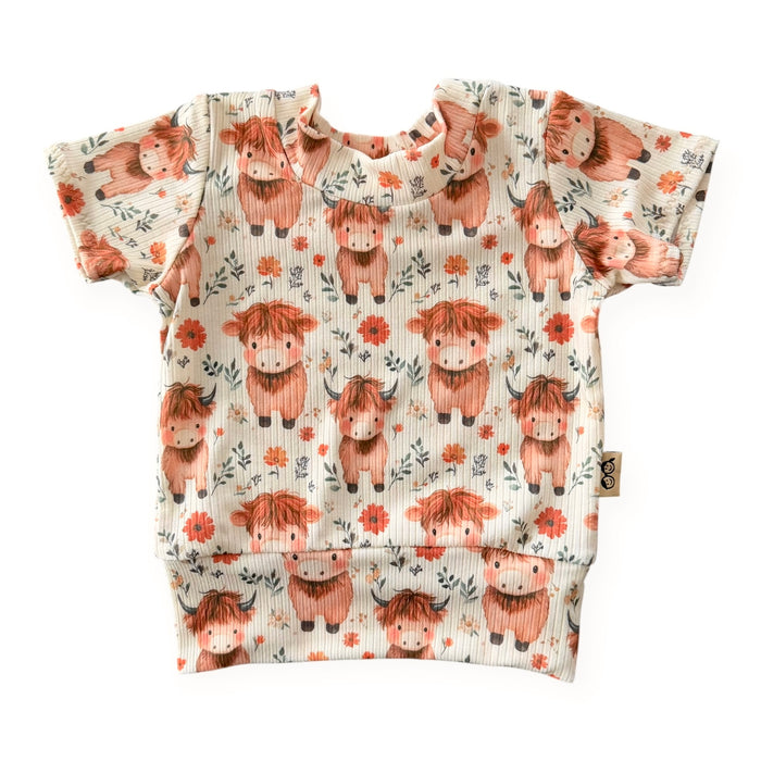 Highland Cow Blooms Ribbed Summer Lounge Set