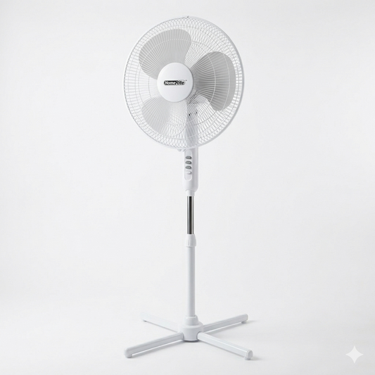 White standing fan on a white background