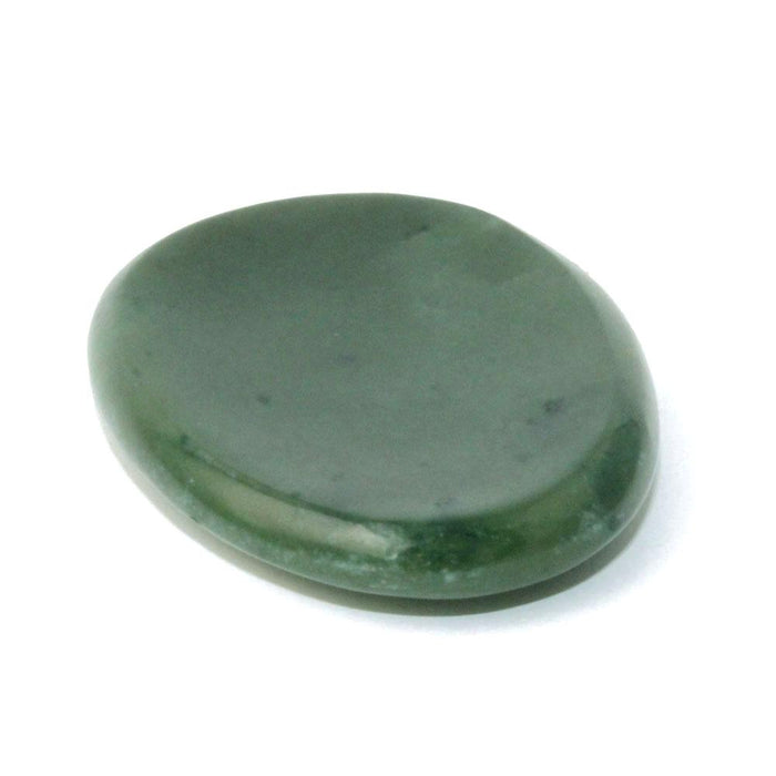 2 inch polished jade worry stone with smooth oval shape