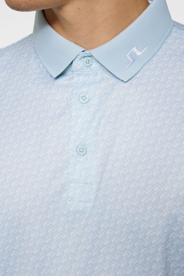 J.LINDEBERG Men's Tour Tech Print Polo SHADOW BRIDGE WINTER SKY