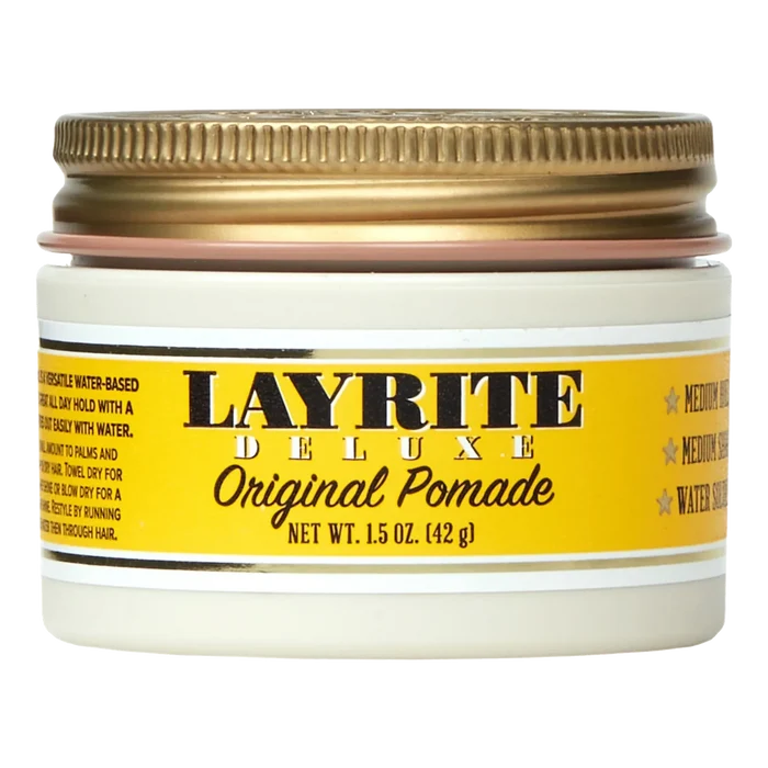 Layrite Original Pomade i 1.5 oz med medium hold og glans, vannløselig