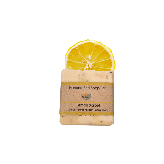 lemon sorbet soap bar, cold pressed, solid soap, plastic-free, vegan