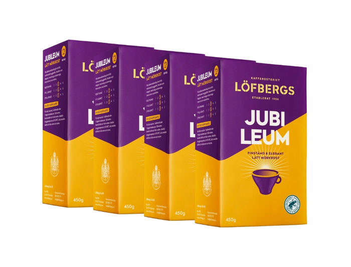 Löfbergs Jubileum Ground Coffee 4 × 450g (4 × 15.87 oz) – Authentic Swedish Medium-Dark Roast 100% Arabica Coffee