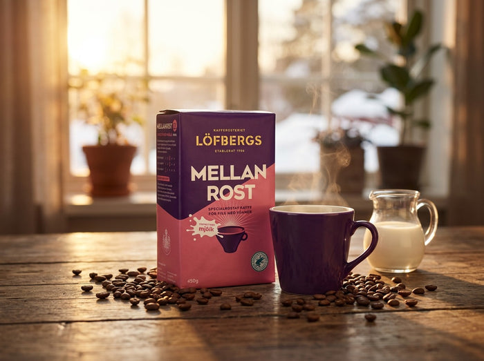 Löfbergs Mellanrost Perfekt med Mjölk Ground Coffee 2 × 450g (2 × 15.87 oz) – Authentic Swedish Medium Roast 100% Arabica Coffee
