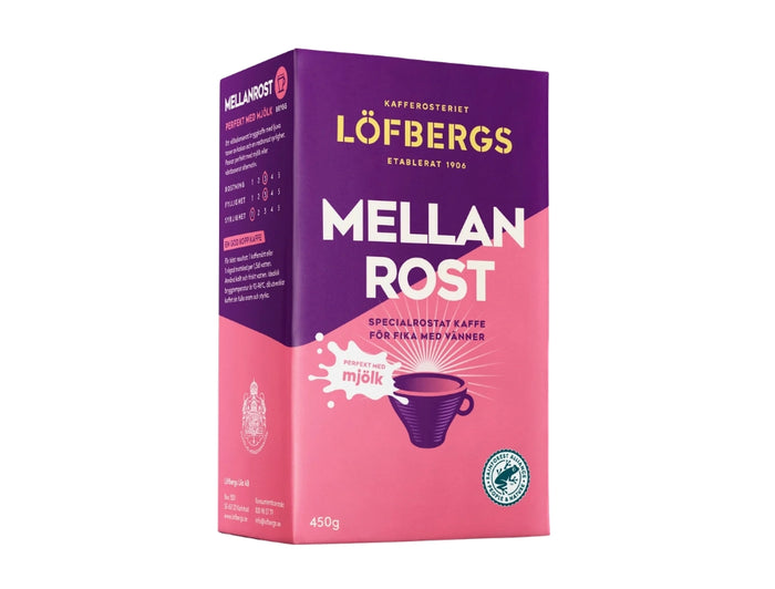 Löfbergs Mellanrost Perfekt med Mjölk Ground Coffee 450g (15.87 oz) – Authentic Swedish Medium Roast 100% Arabica Coffee