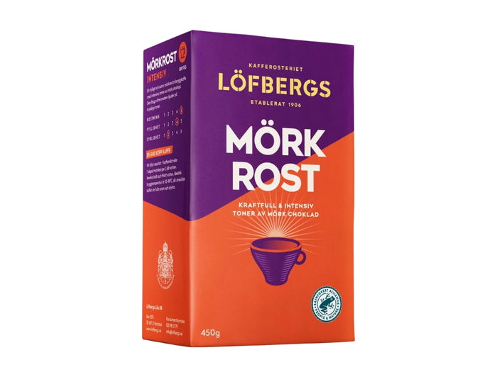 Löfbergs Mörkrost Ground Coffee 450g (15.87 oz) – Authentic Swedish Extra Dark Roast Coffee