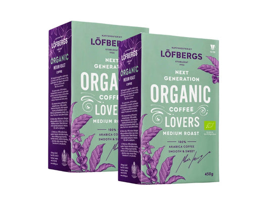 Löfbergs Organic Medium Roast Ground Coffee 2 × 450g (2 × 15.87 oz) – Premium Swedish Organic Medium Roast 100% Arabica Coffee