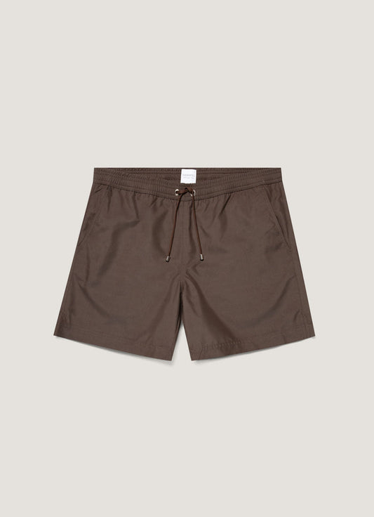 Men's Drawstring Swim Shorts in Dark Walnut
