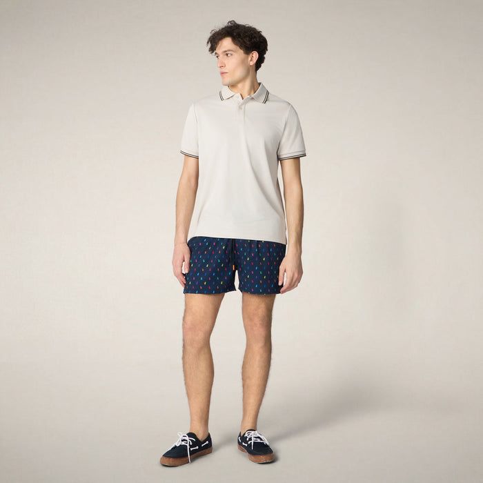 Men's Swim Shorts Ademir in Navy Blue with Ducks print