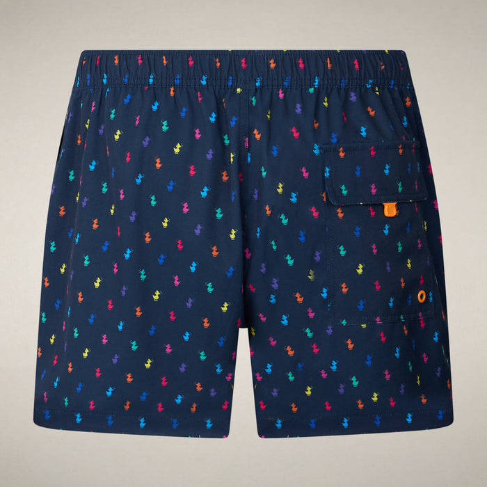 Men's Swim Shorts Ademir in Navy Blue with Ducks print