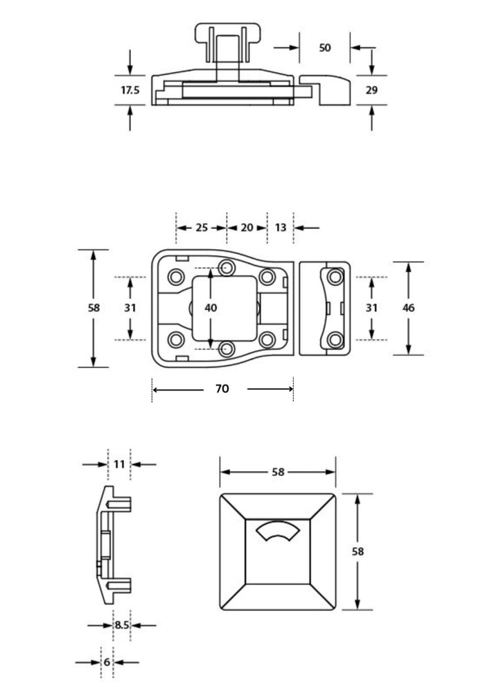 Metlam Hardware MODA Lock and Indicator Set Concealed Screw Fix