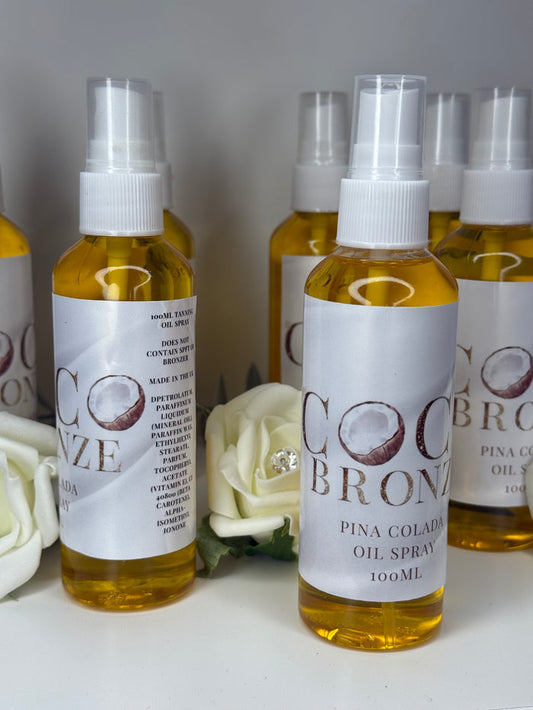 Pina colada tanning oil spray