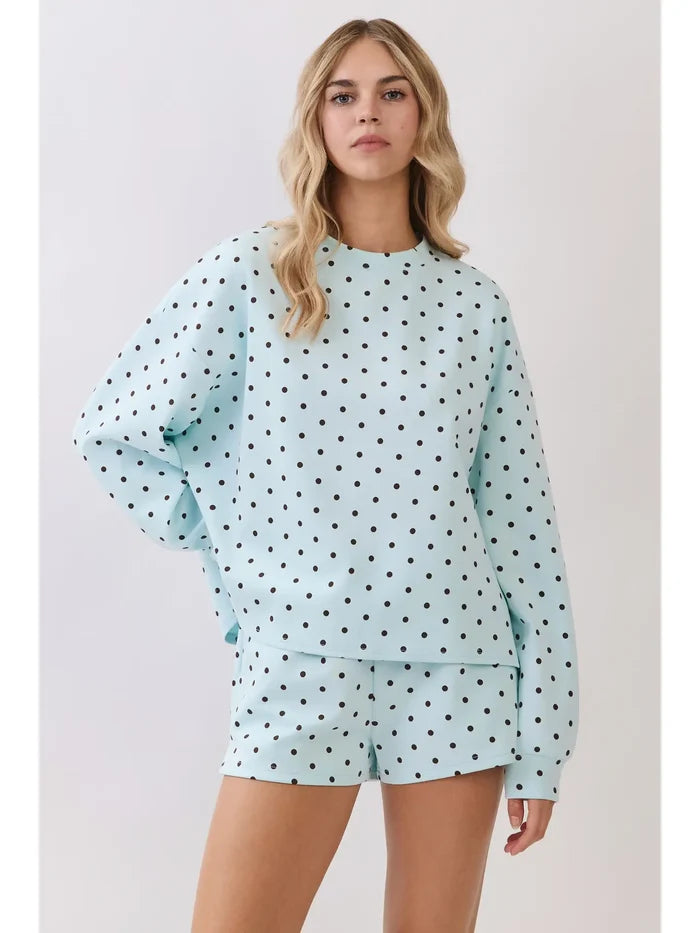 Polka Dot Print Lounge Sweatshirt