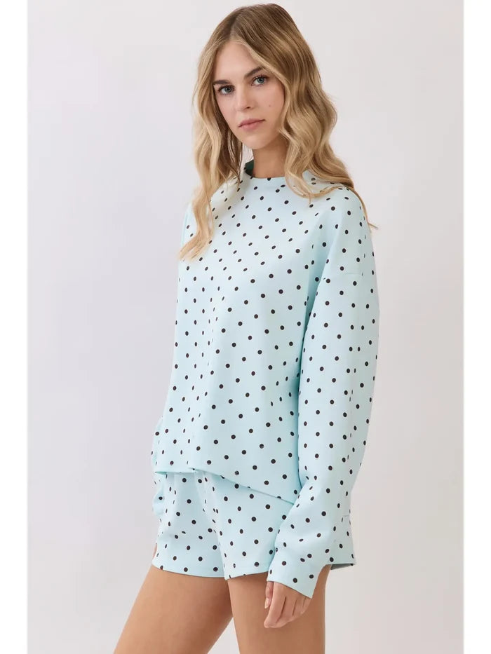 Polka Dot Print Lounge Sweatshirt